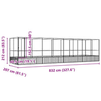 Voliera con Estensione Argento 832x207x212 cm in Acciaio 3214274