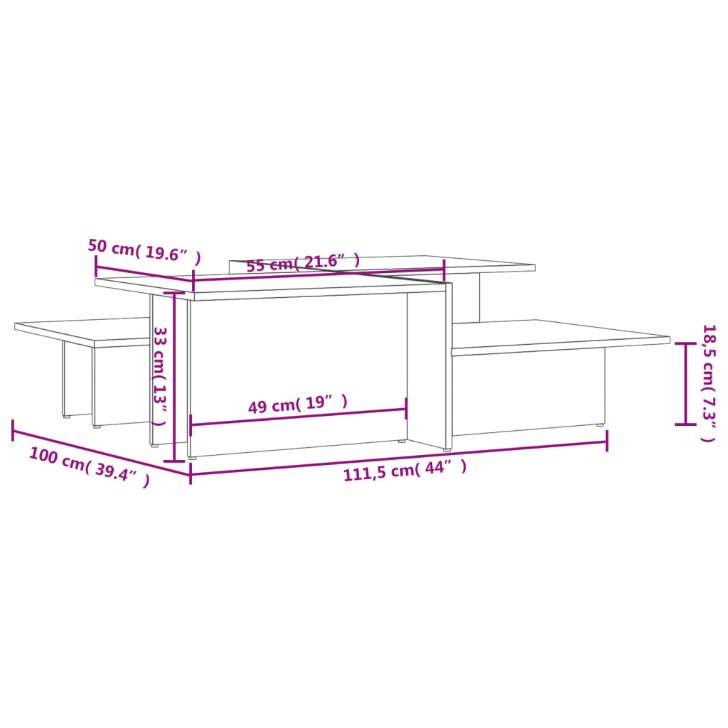 Tavolini da Salotto 2 pz Neri in Legno Multistrato 3216150