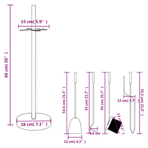 Set Attrezzi per Caminetto 5 pz 18x66 cm in Acciaio 156376