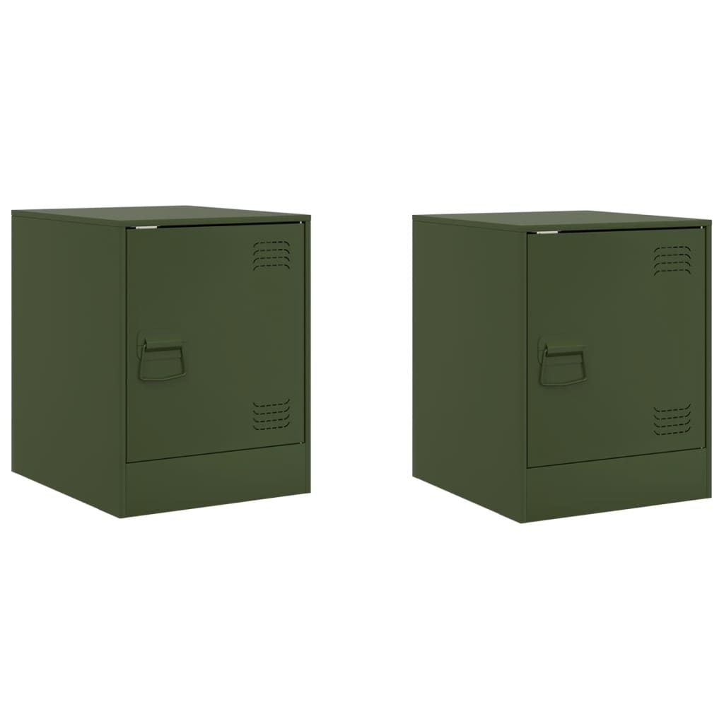 Comodini 2 pz Verde Oliva 34,5x39x44 cm in Acciaio 841616