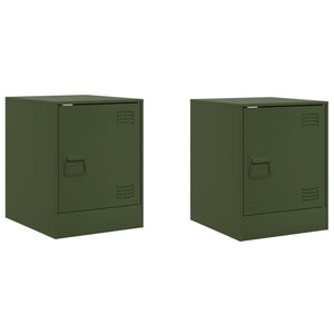 Comodini 2 pz Verde Oliva 34,5x39x44 cm in Acciaio 841616