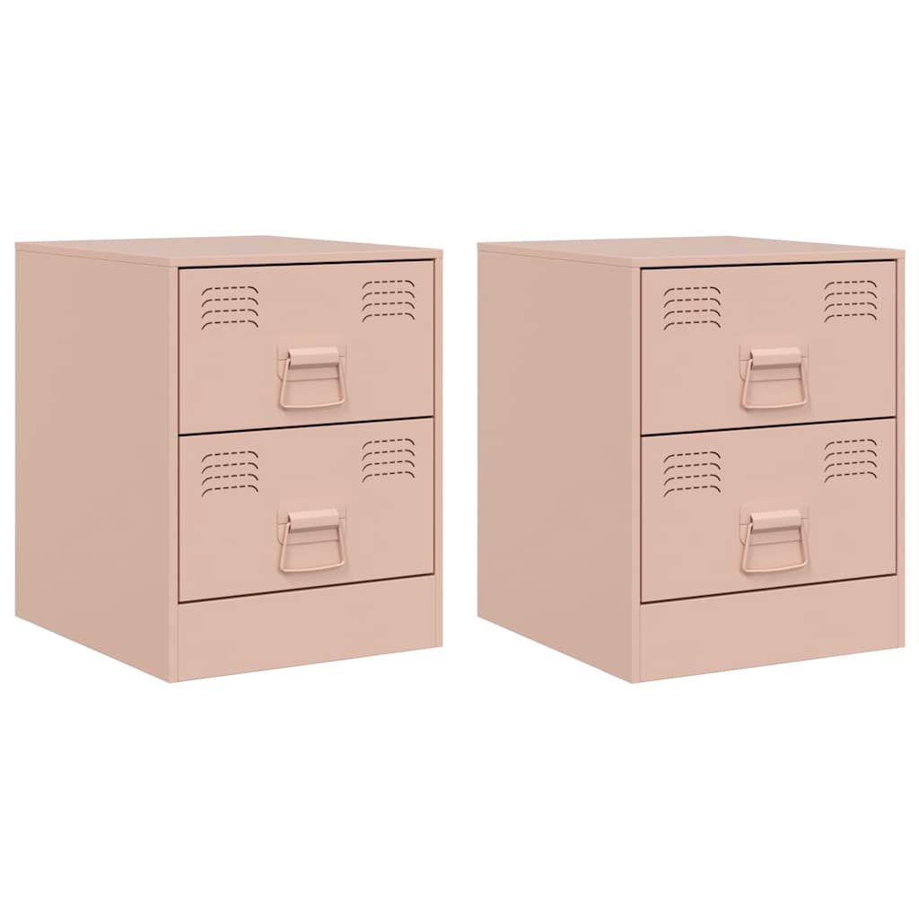 Comodini 2 pz Rosa 34,5x39x44 cm in Acciaio 841622