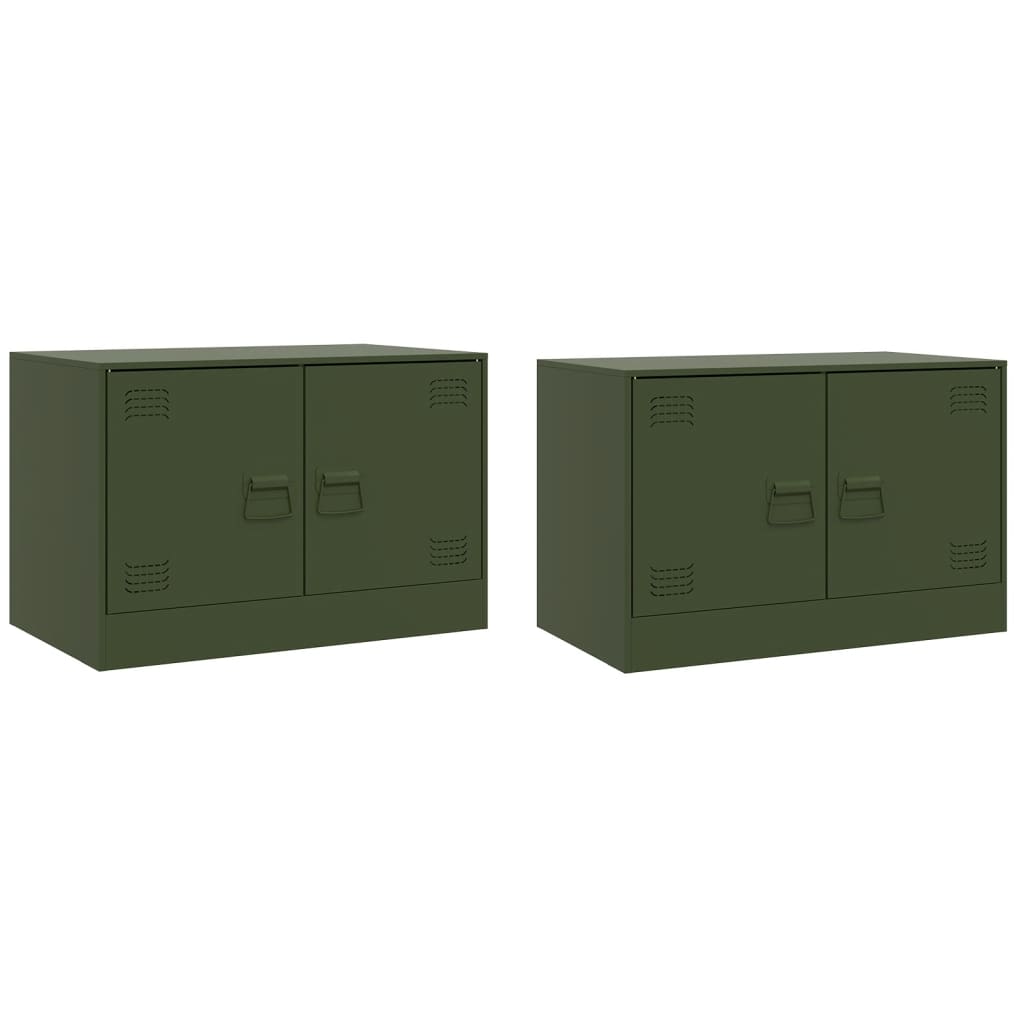 Mobili TV 2 pz Verde Oliva 67x39x44 cm in Acciaio 841640