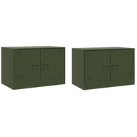 Mobili TV 2 pz Verde Oliva 67x39x44 cm in Acciaio 841640