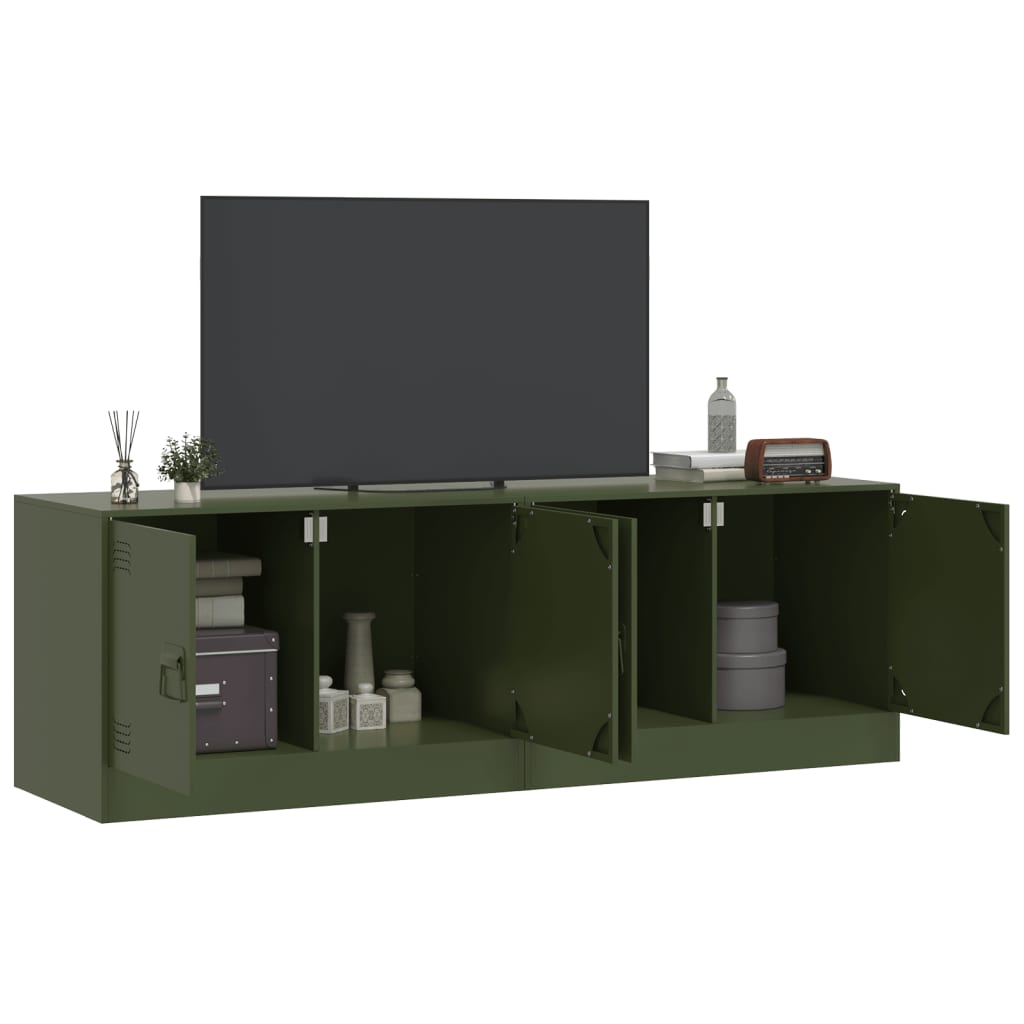 Mobili TV 2 pz Verde Oliva 67x39x44 cm in Acciaio 841640