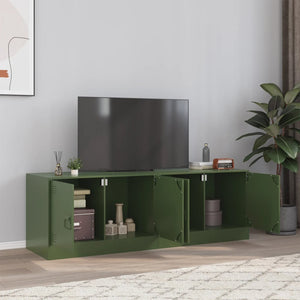 Mobili TV 2 pz Verde Oliva 67x39x44 cm in Acciaio 841640