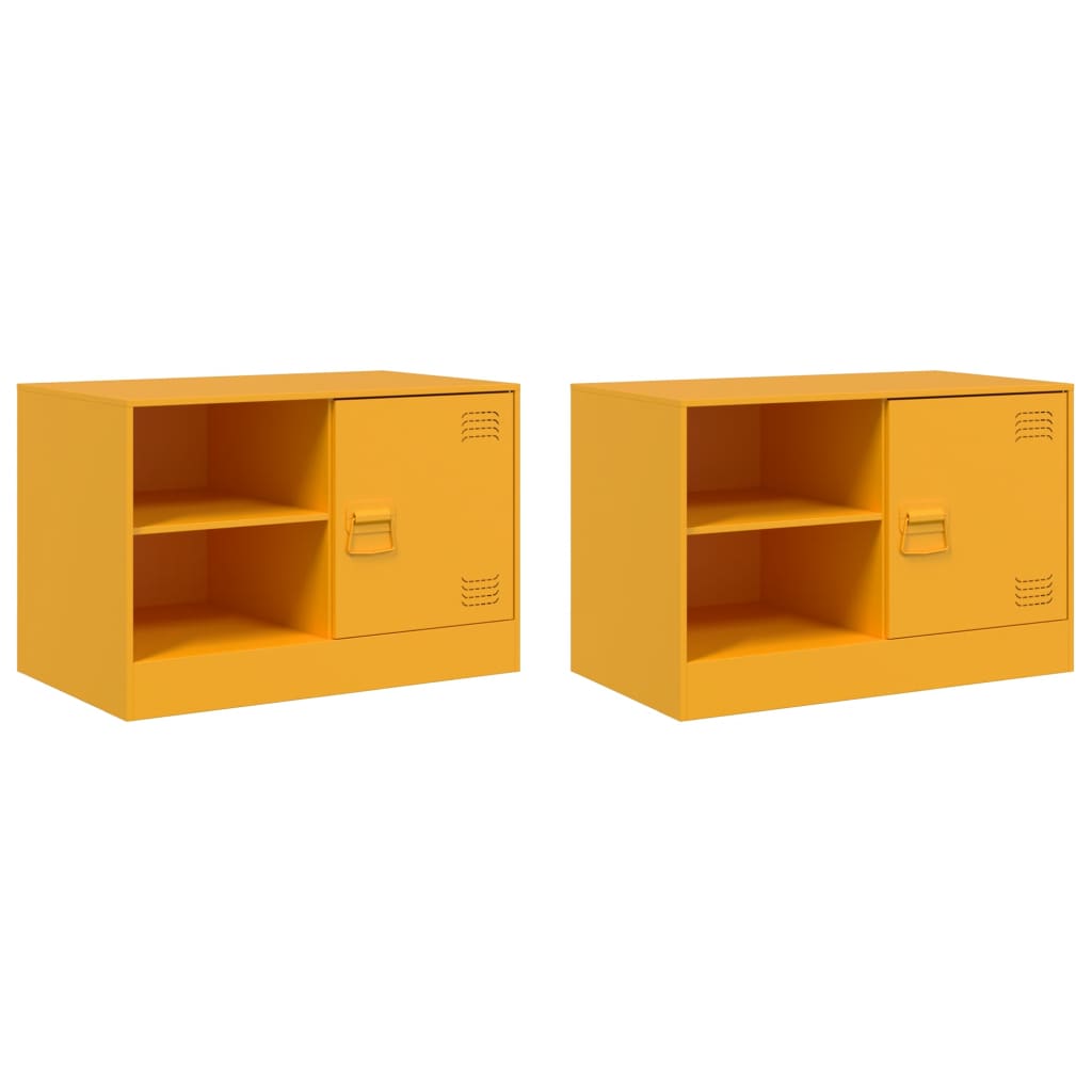 Mobili TV 2 pz Giallo Senape 67x39x44 cm in Acciaio 841698