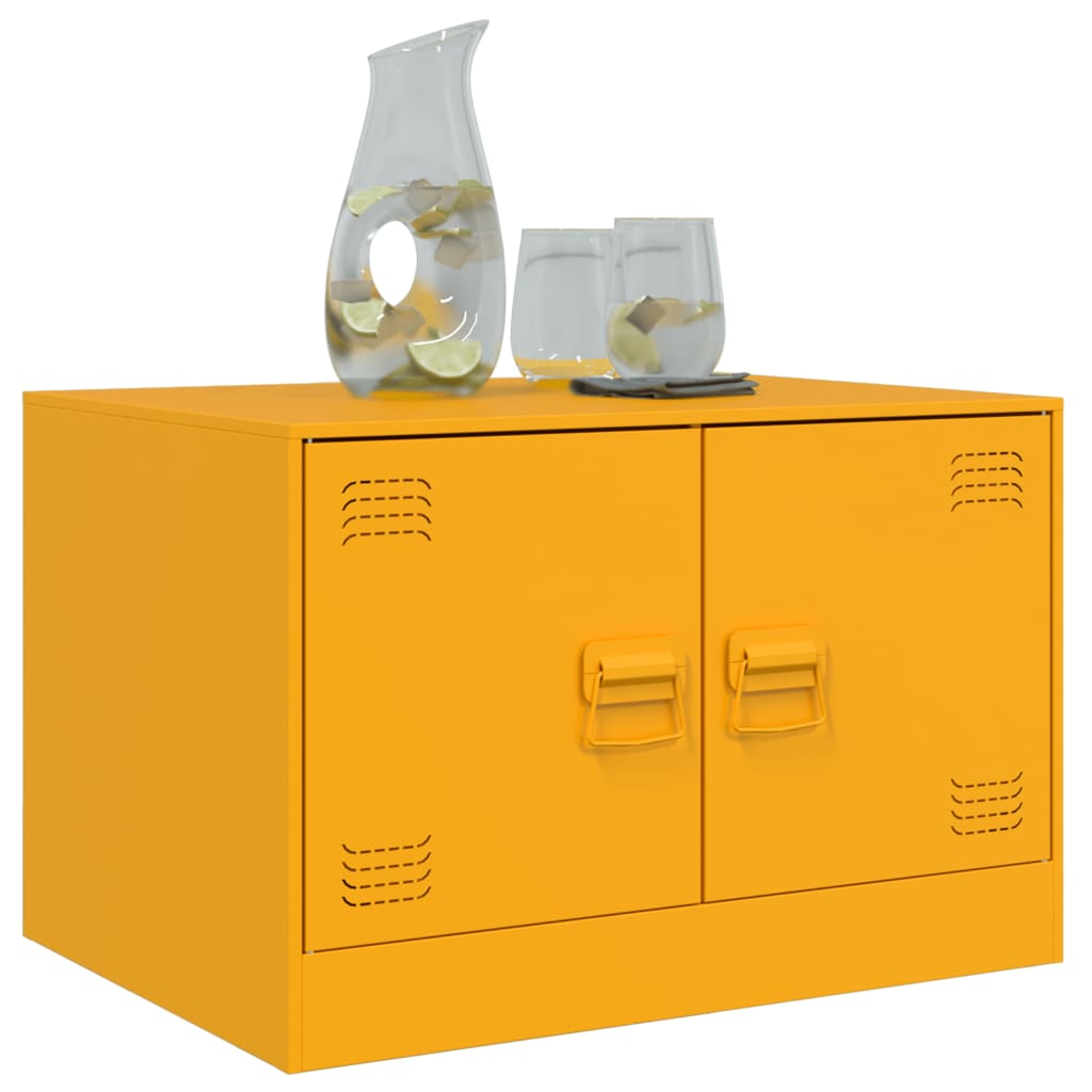 Tavolino da Salotto Giallo Senape 67x50x44 cm in Acciaio 841730