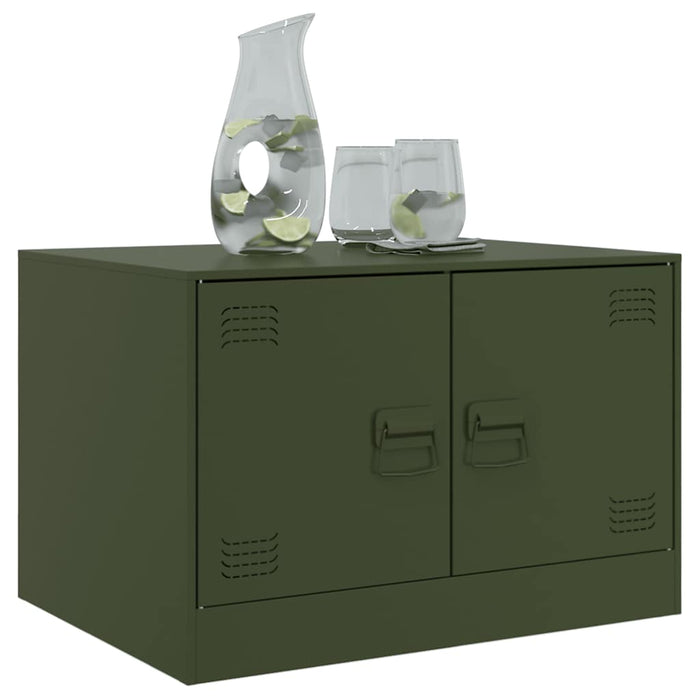 Tavolino da Salotto Verde Oliva 67x50x44 cm in Acciaio 841731