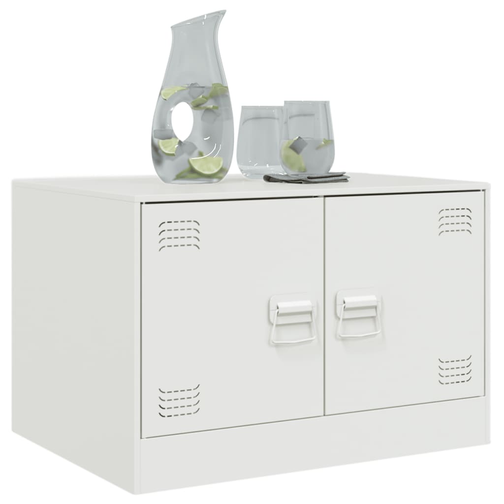 Tavolino da Salotto Bianco 67x50x44 cm in Acciaio 841732