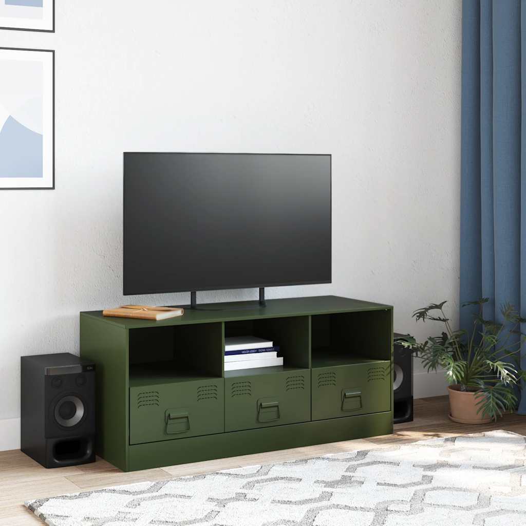 Mobile TV Verde Oliva 99x39x44 cm in Acciaio 841737