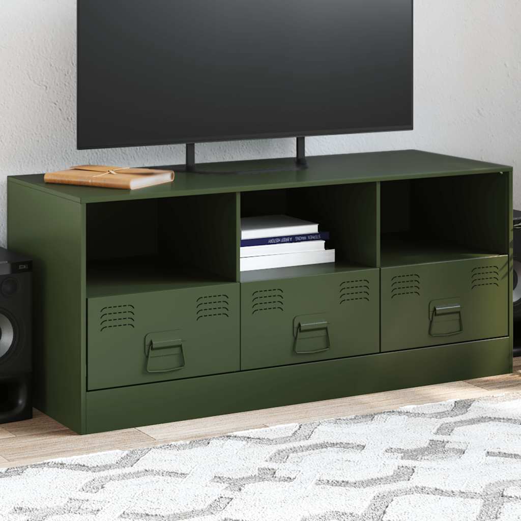 Mobile TV Verde Oliva 99x39x44 cm in Acciaio 841737