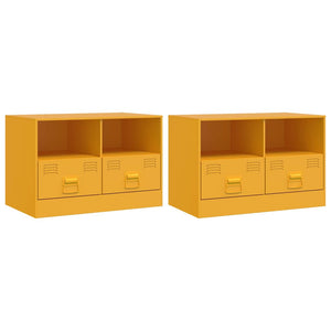 Mobili TV 2 pz Giallo Senape 67x39x44 cm in Acciaio 841746