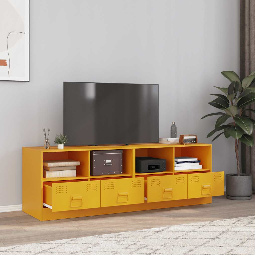 Mobili TV 2 pz Giallo Senape 67x39x44 cm in Acciaio 841746