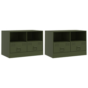 Mobili TV 2 pz Verde Oliva 67x39x44 cm in Acciaio 841748