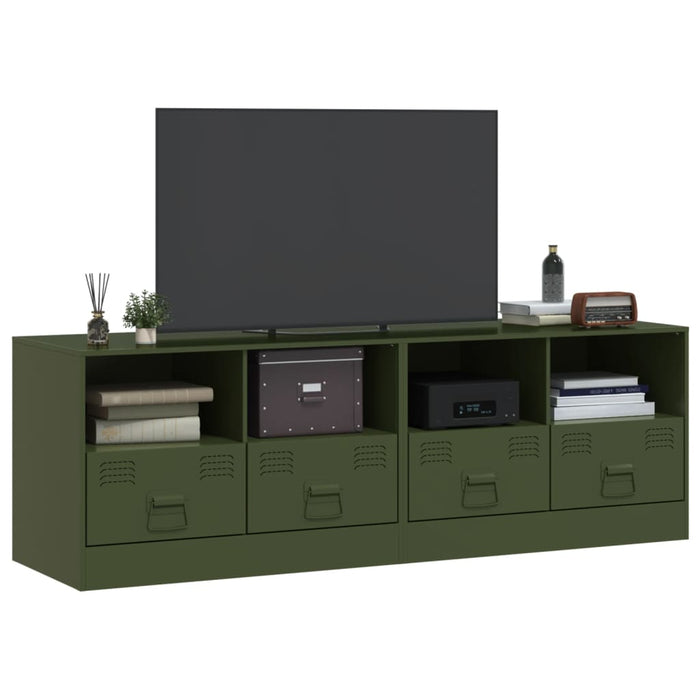 Mobili TV 2 pz Verde Oliva 67x39x44 cm in Acciaio 841748