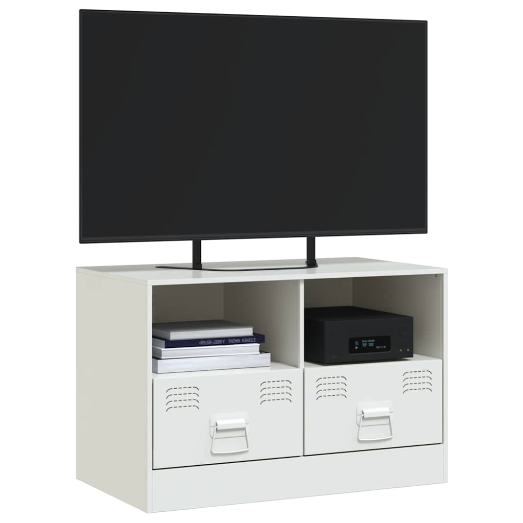 Mobile Porta TV Bianco 67x39x44 cm in Acciaio 841749