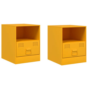 Comodini 2 pz Giallo Senape 34,5x39x44 cm in Acciaio 841758