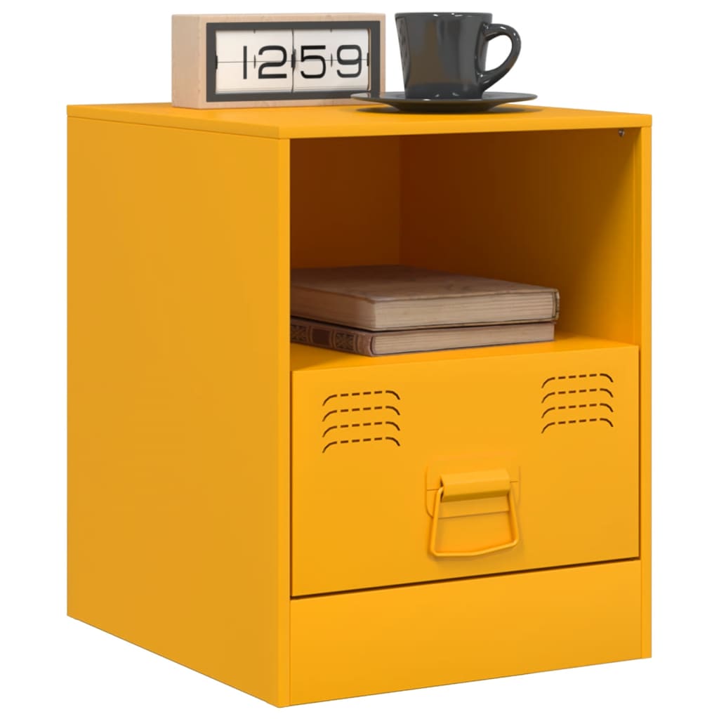 Comodini 2 pz Giallo Senape 34,5x39x44 cm in Acciaio 841758