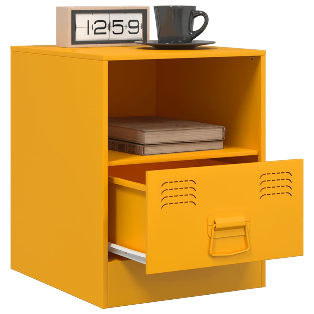 Comodini 2 pz Giallo Senape 34,5x39x44 cm in Acciaio 841758