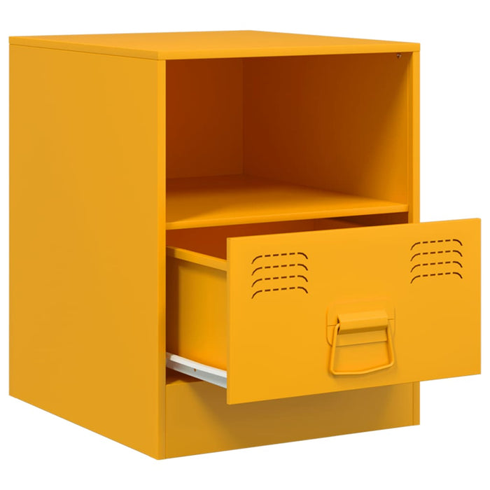 Comodini 2 pz Giallo Senape 34,5x39x44 cm in Acciaio 841758