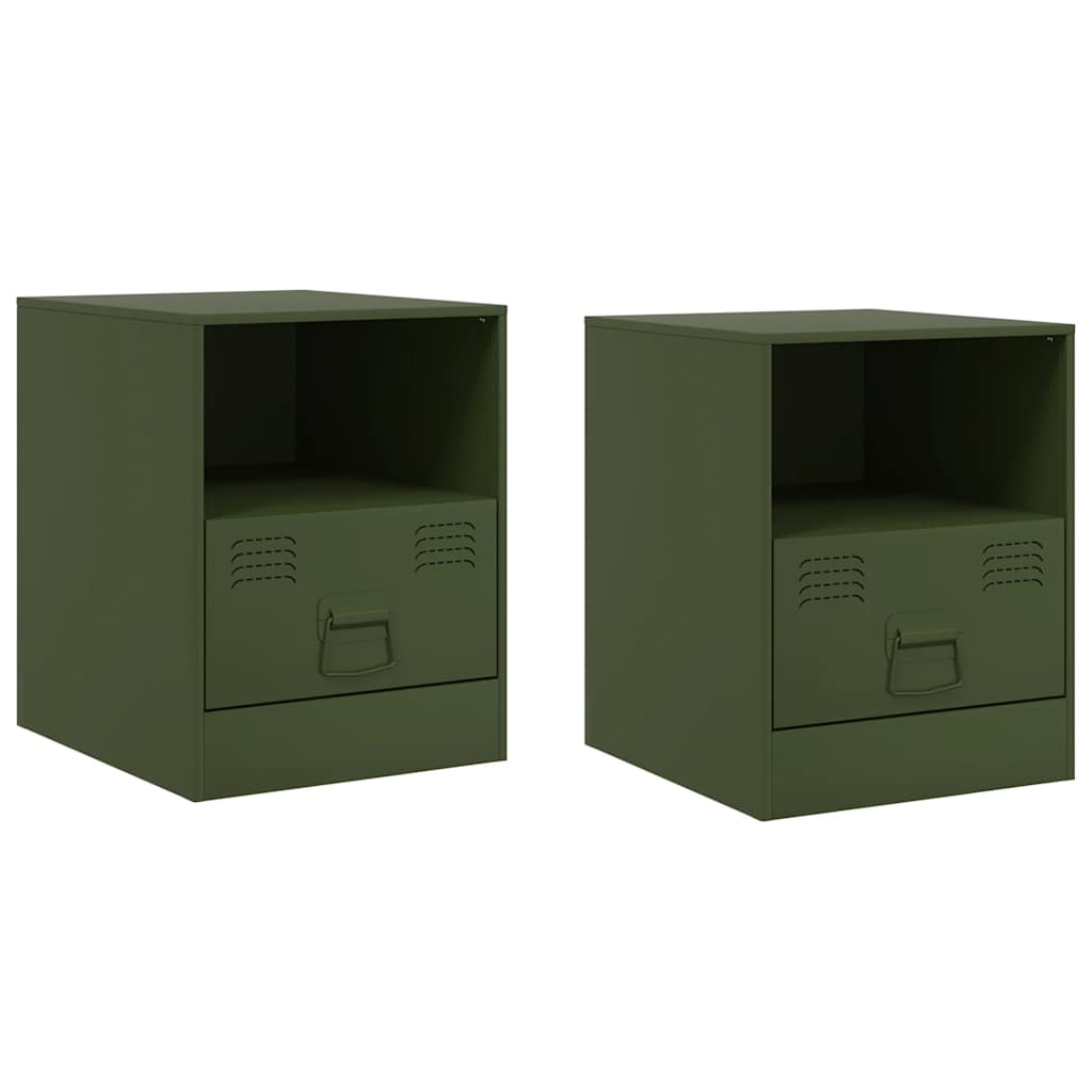 Comodini 2 pz Verde Oliva 34,5x39x44 cm in Acciaio 841760