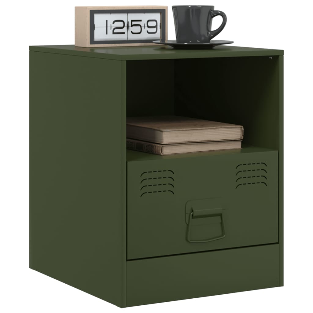 Comodini 2 pz Verde Oliva 34,5x39x44 cm in Acciaio 841760