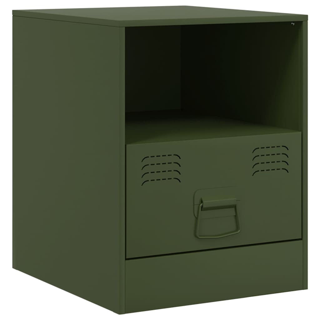 Comodini 2 pz Verde Oliva 34,5x39x44 cm in Acciaio 841760