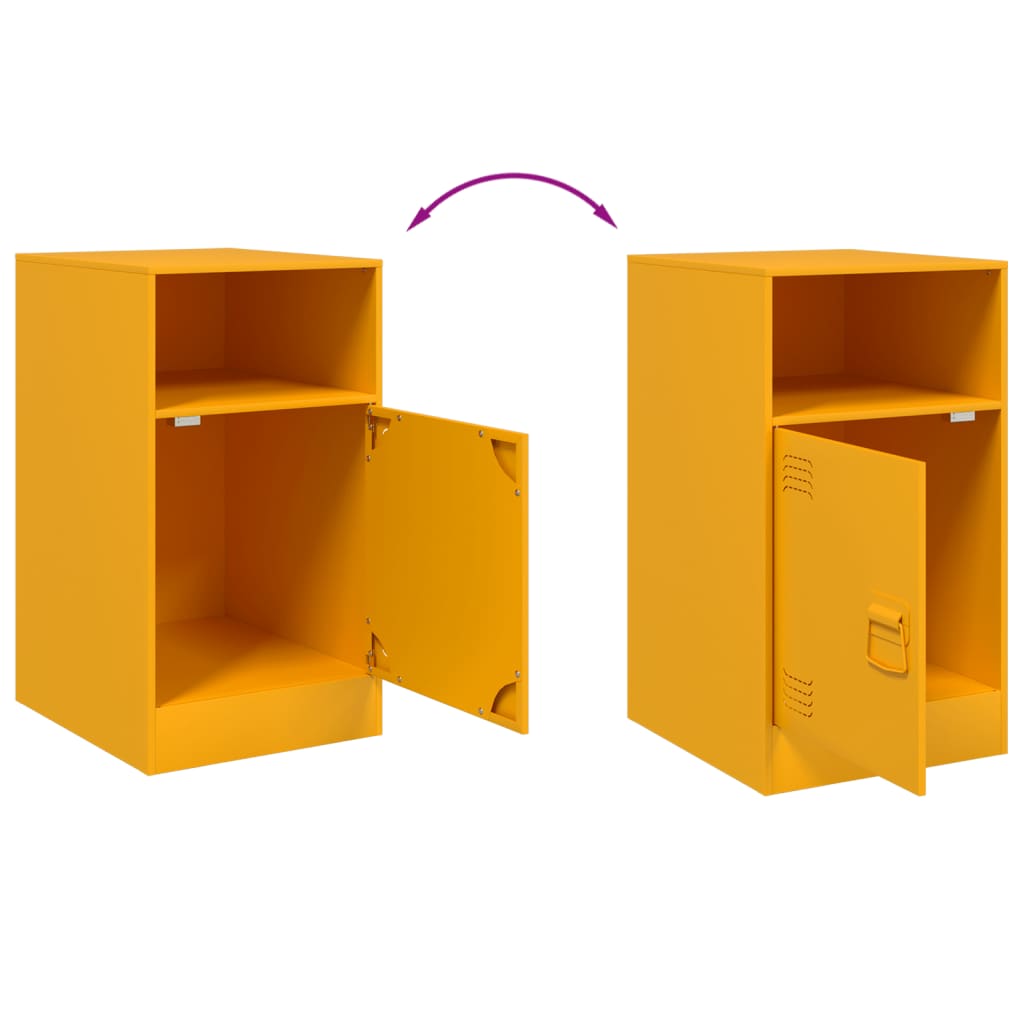 Comodini 2 pz Giallo Senape 34,5x39x62 cm in Acciaio 841770