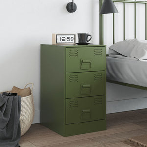 Comodino Verde Oliva 34,5x39x62 cm in Acciaio 841783