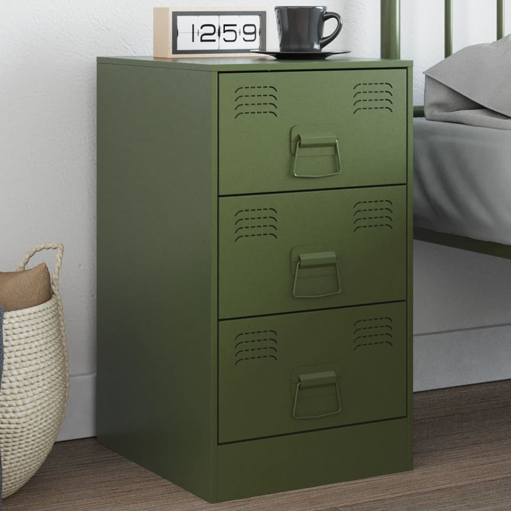 Comodino Verde Oliva 34,5x39x62 cm in Acciaio 841783