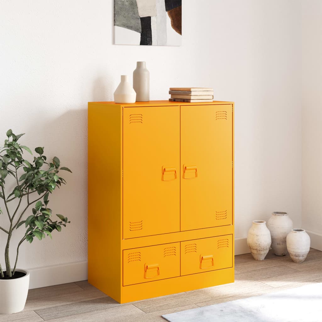 Credenza Giallo Senape 67x39x95 cm in Acciaio 841808