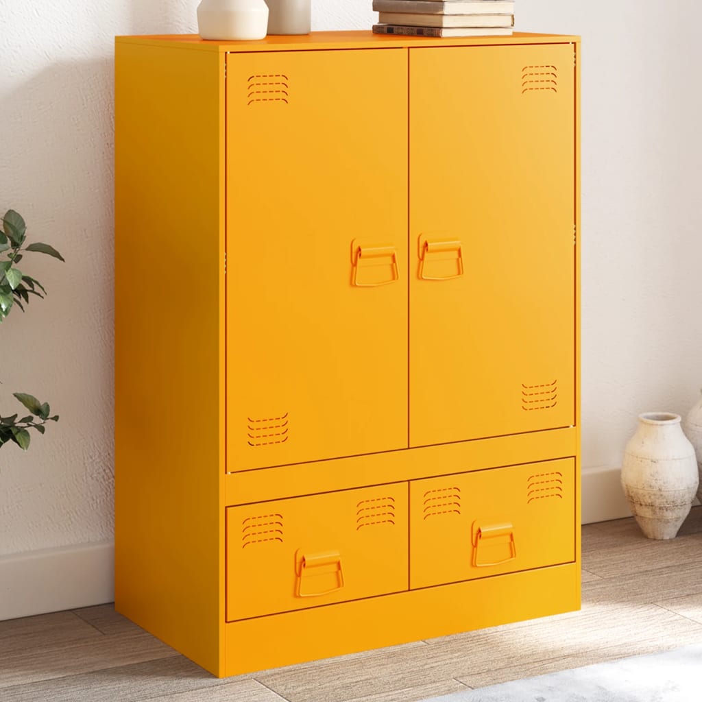 Credenza Giallo Senape 67x39x95 cm in Acciaio 841808