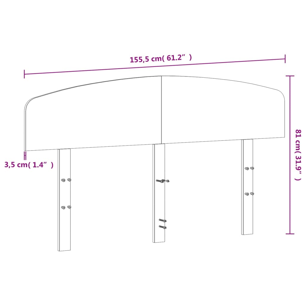 Testiera Bianca 150 cm in Legno Massello di Pino 842499