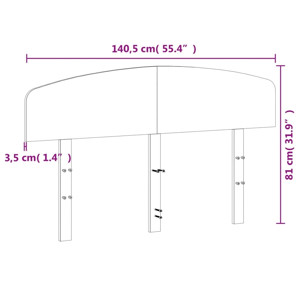 Testiera Marrone Cera 135 cm in Legno Massello di Pino 842509