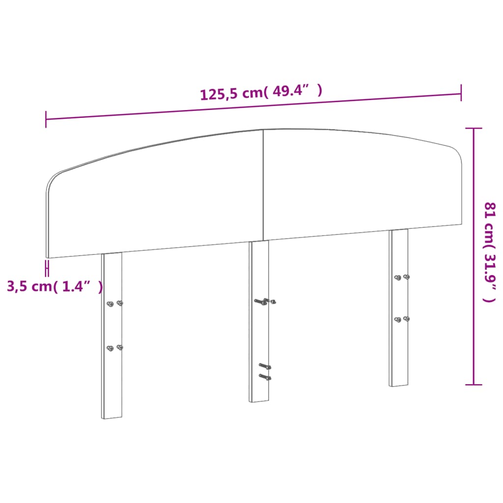 Testiera Bianca 120 cm in Legno Massello di Pino 842511