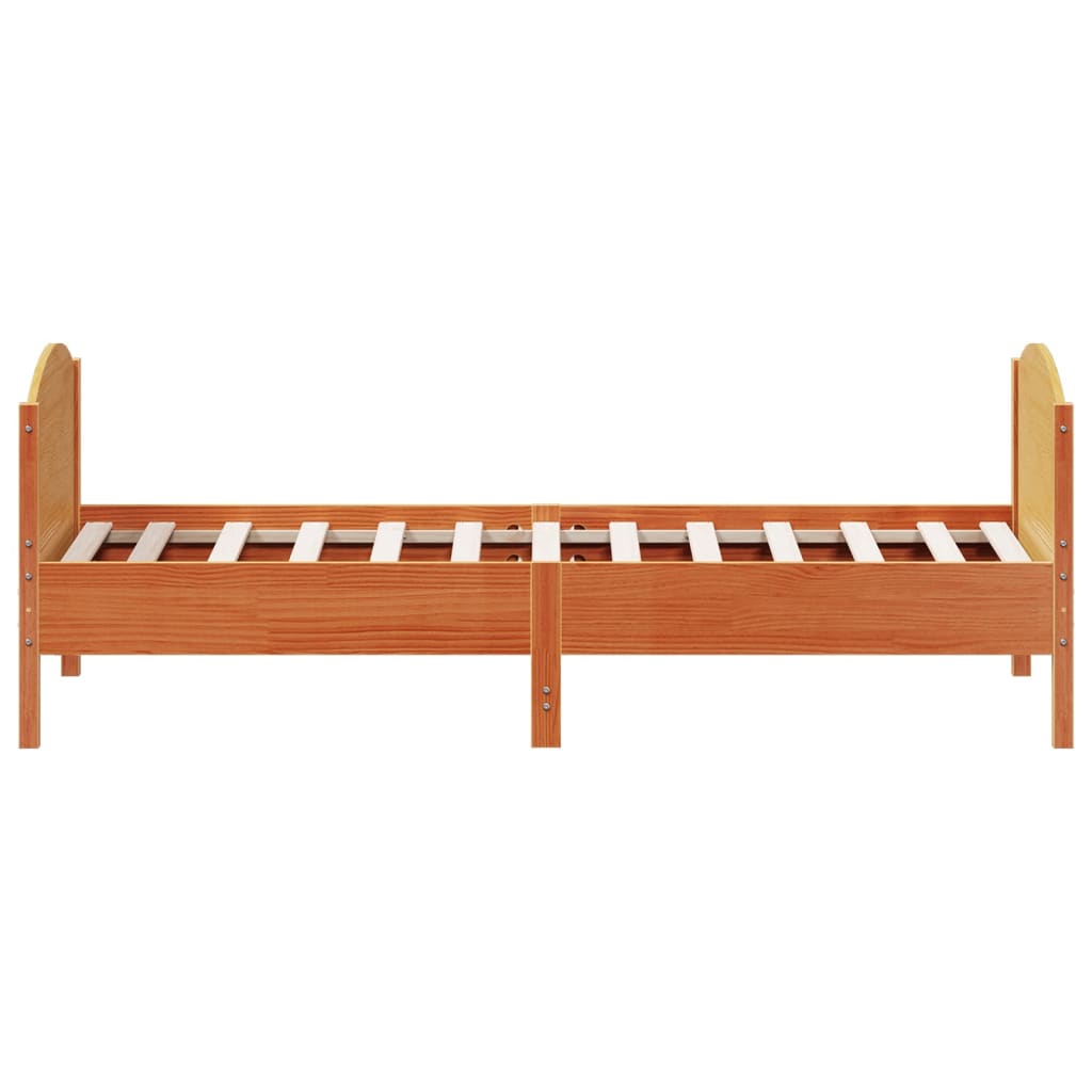 Letto senza Materasso Marrone Cera 90x190 cm in Legno di Pino 842573