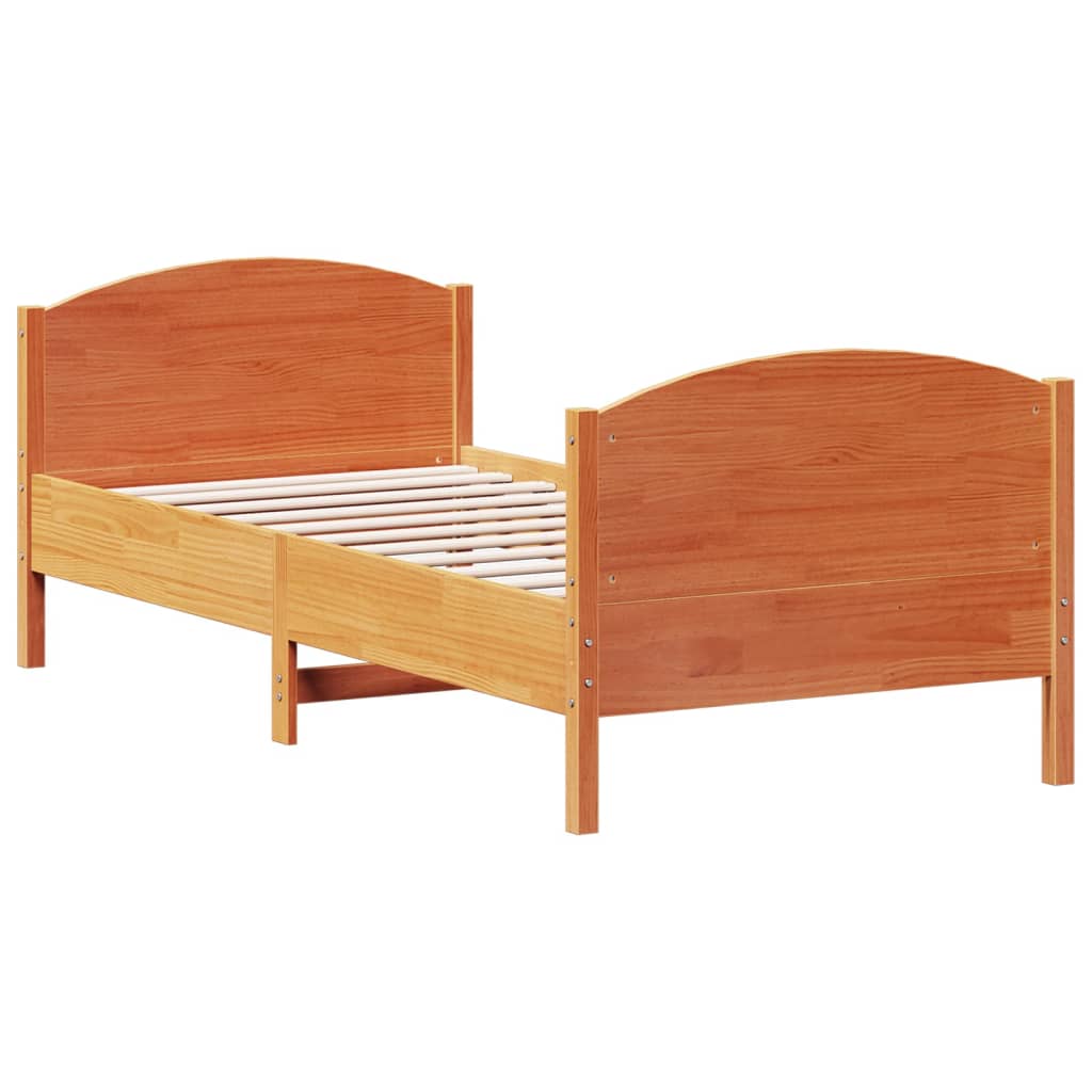 Letto senza Materasso Marrone Cera 90x190 cm in Legno di Pino 842573