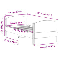 Letto senza Materasso Marrone Cera 90x190 cm in Legno di Pino 842573