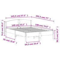 Giroletto con Testiera Bianco 140x190 cm in Legno Massello Pino 842603