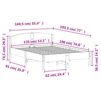 Giroletto con Testiera 135x190 cm in Legno Massello di Pino 842606