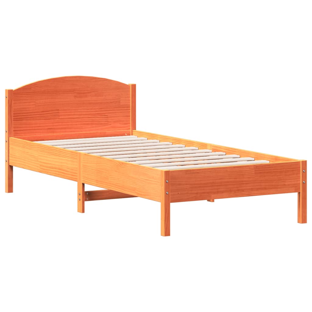 Letto senza Materasso Marrone Cera 90x200 cm Legno di Pino 842621