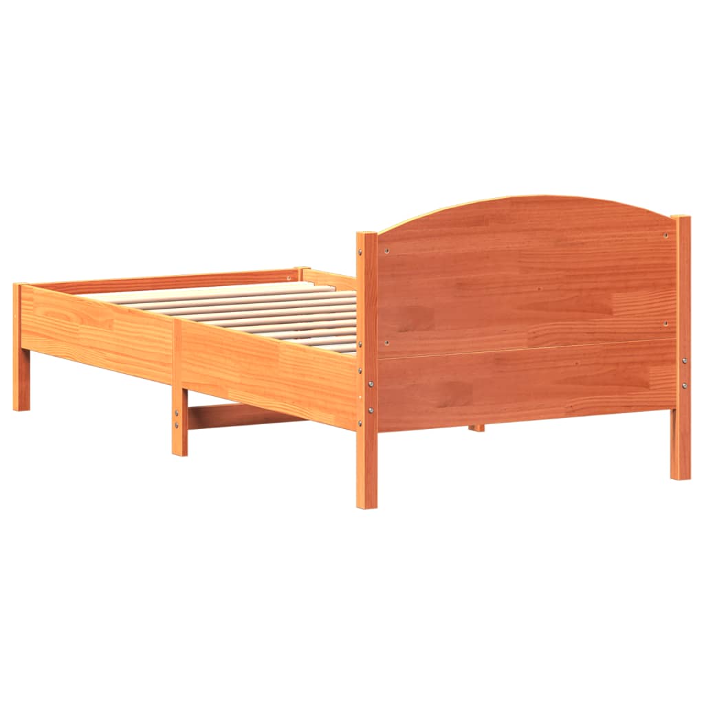 Letto senza Materasso Marrone Cera 90x200 cm Legno di Pino 842621