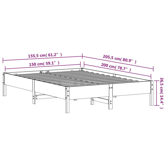 Letto senza Materasso 150x200 cm in Legno Massello di Pino 842694