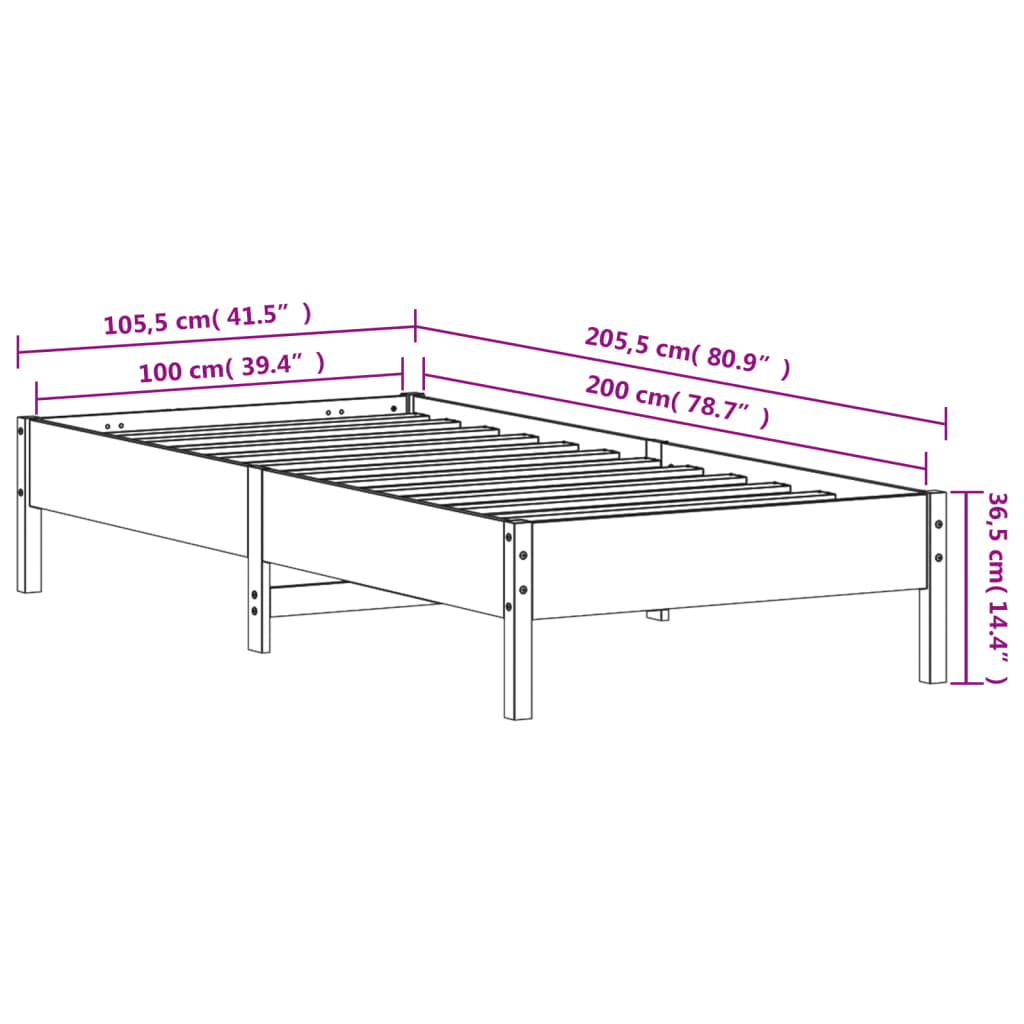 Giroletto 100x200 cm in Legno Massello di Pino 842706