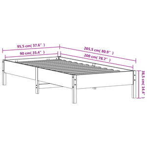 Giroletto Bianco 90x200 cm in Legno Massello di Pino 842711