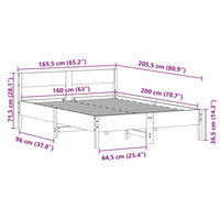 Giroletto con Testiera Bianco 160x200 cm Legno Massello di Pino 842743