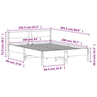 Giroletto con Testiera Marrone Cera 160x200 cm Massello Pino 842745