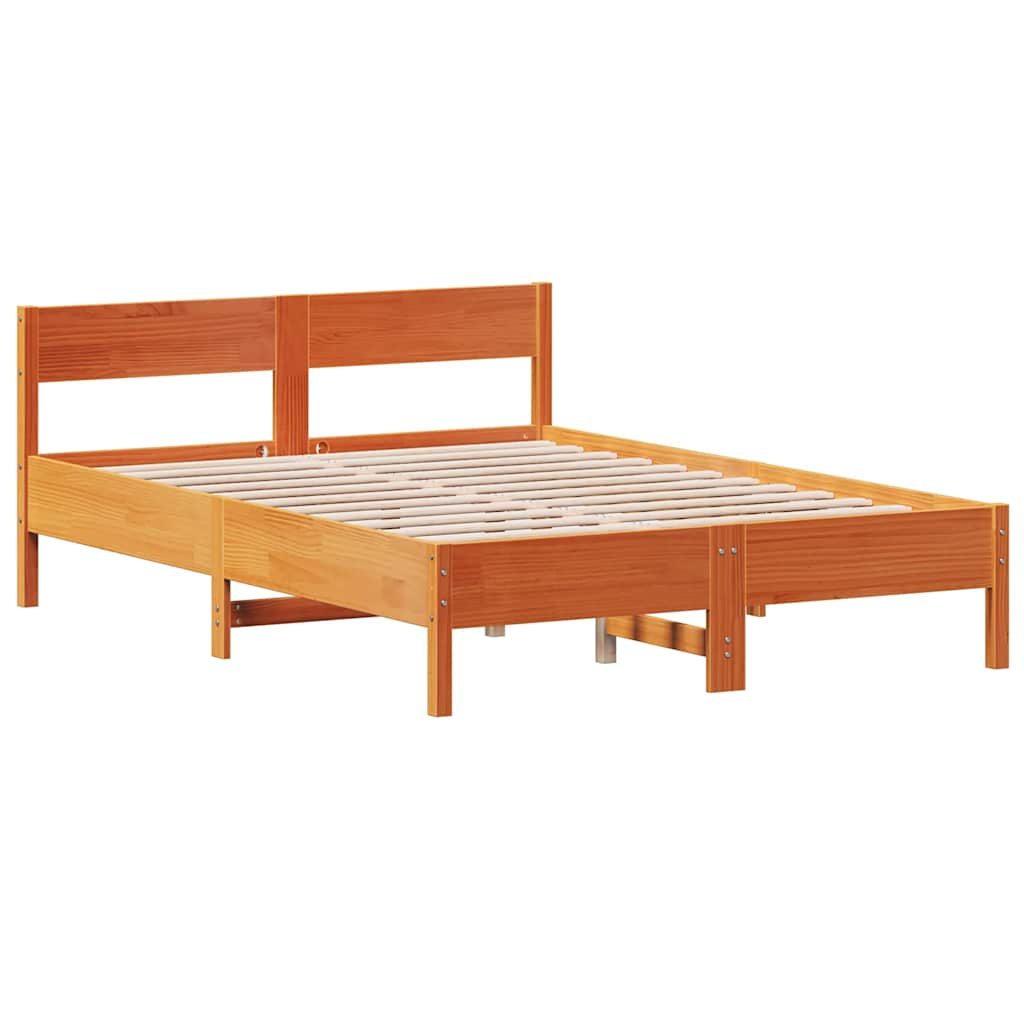 Letto senza Materasso Marrone Cera 150x200 cm in Legno di Pino 842749