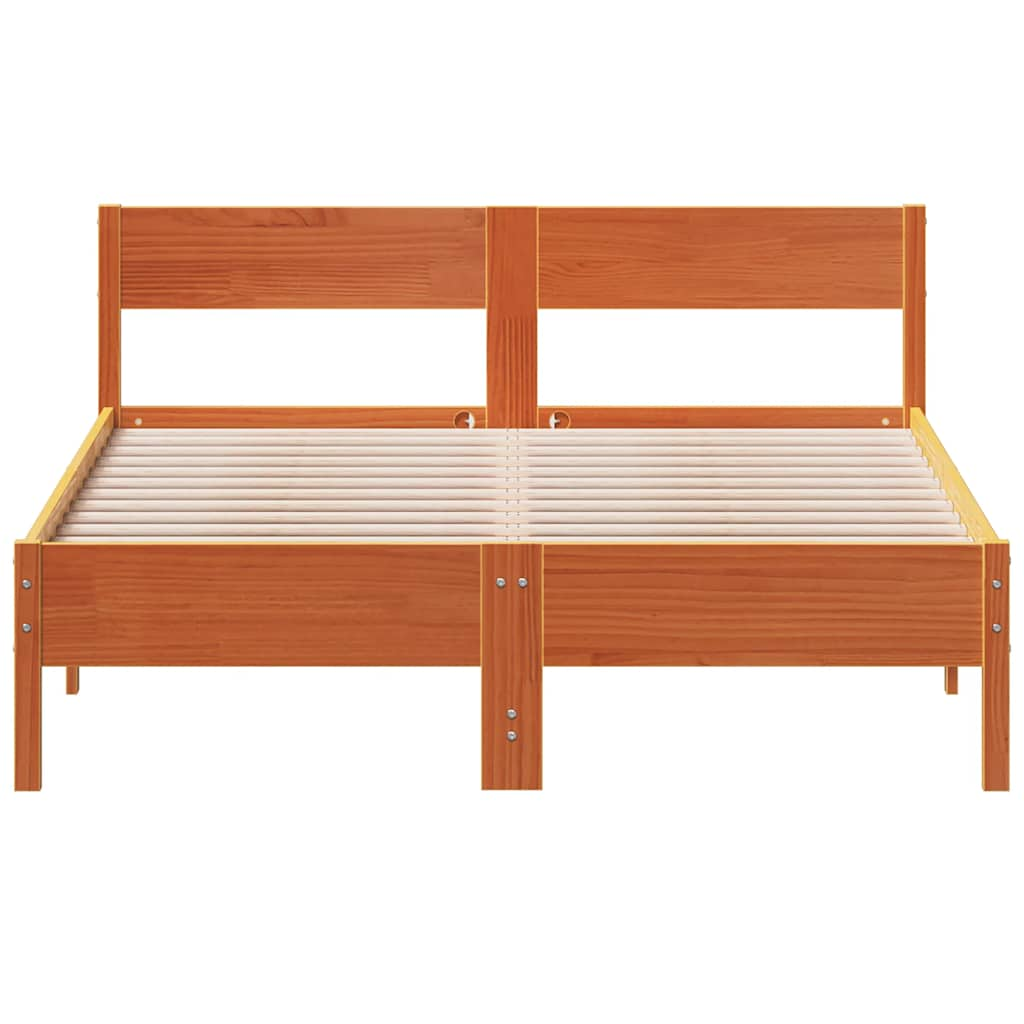 Letto senza Materasso Marrone Cera 150x200 cm in Legno di Pino 842749